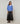 Camisola oversized em lã com decote em V - Horizon Blue