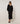 Camisola oversized em lã com decote em V - Preto