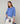Tricolor round neck sweater in merino wool - Horizon Blue