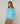 Conjunto duplo de seda com decote redondo - Azul Turquesa